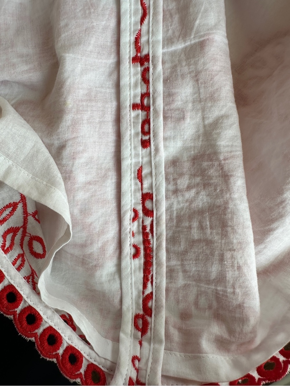 Boden W0026 White Coral Red Embroidered Cotton Shift Dress UK 18R US 14R - Picture 7 of 10